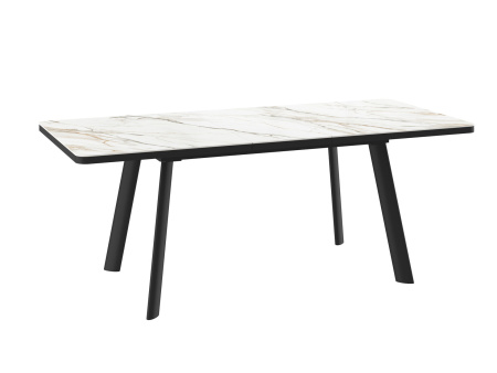 Стол LEON LUX RADIAL-160, раздвижной 160(200)х90, CALAKATTA GOLD ST CER/ЧЕРНЫЙ LEON LUX RADIAL 160